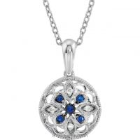 Sterling Silver Blue Sapphire & .03 CTW Diamond 18" Necklace