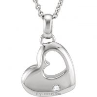 Sterling Silver .01 CTW Diamond 18" Double Heart Necklace