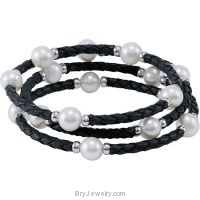 Freshwater Cultured Pearl Wrap Leather Bracelet