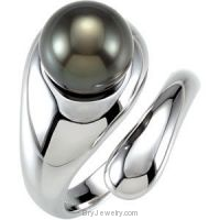 Tahitian Round Gemstone Cultured Pearl Bypass Ring