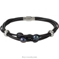 Leather Multi Strand Bracelet with Magnetic Clasp