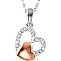 Diamond 1/6 ct TW Double Heart Design 18" Necklace