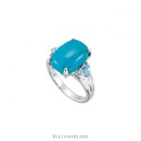 Sterling Silver Chinese Turquoise and Swiss Topaz Ring