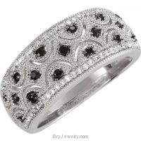 Sterling Silver Black Spinel Diamond Ring