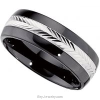 Ceramic Couture Domed Band with Sterling Silver Inlay