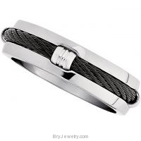 Titanium Ring with Black Cable