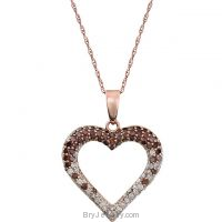 14K Rose 1/2 CTW Pink & White Diamond Heart 18" Necklace