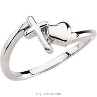 Cross and Heart Purity Ring