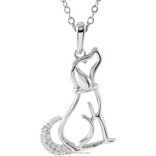 Sterling Silver .06 CTW Diamond Dog 18" Necklace
