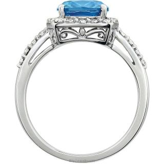 14kt White Swiss Blue Topaz Front Angle View