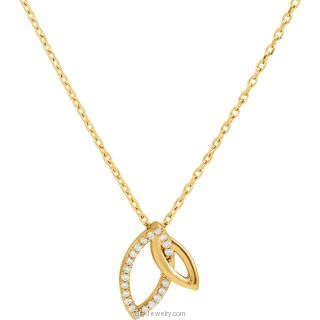 14K Gold Double Marquise .05 CTW Diamond Necklace