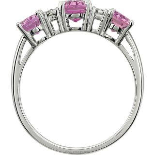 Side View Pink 14K White Gold Gemstone and .02 CTW Diamond Ring