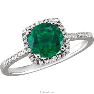 Emerald Sterling Silver Birthstone Ring