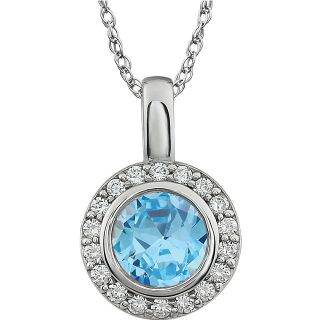 Light Blue Sterling Silver Cubic Zirconia 18" Necklace