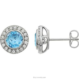 Light Blue Sterling Silver Cubic Zirconia Earrings