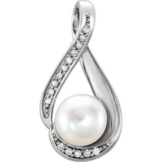 Freshwater Cultured Pearl Pendant with Diamonds