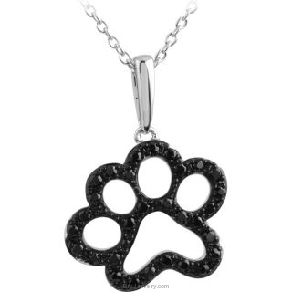 Tender Voices 1/3 ct tw Black Diamond Animal Paw Print Necklace