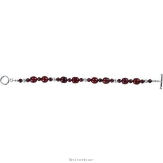 Rhodolite Garnet Dyed Pearl Toggle Bracelet
