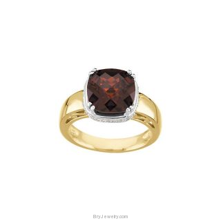 14K Yellow Mozambique Garnet Diamond Ring