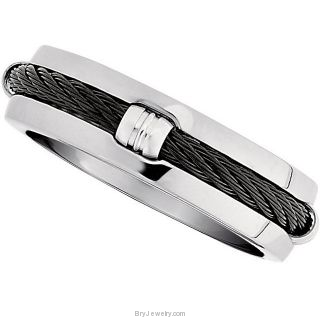 Titanium Ring with Black Cable