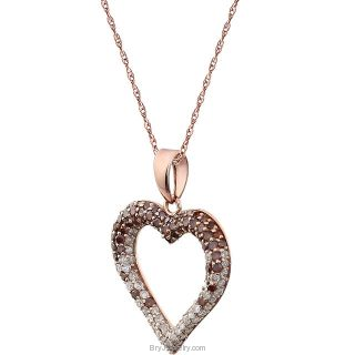 14K Rose 1/2 CTW Pink & White Diamond Heart 18" Necklace