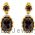 14K Gold Plated Checkerboard Smoky Quartz Earrings