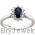 14K White Oval Blue Sapphire Diamond Ring