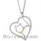 10kt Yellow Gold & Sterling Silver 1/10 CTW Diamond Cat Heart 18" Necklace
