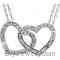 Sterling Silver 1/6 CTW Diamond 2-in-1 Interlocking Heart 18" Necklace