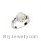 14K White Opal Diamond Ring