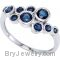 14K White Blue Round Sapphire Ring