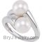 Sterling Silver Two Cultured Pearls Hinged Two Finger Ring