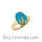 14K Gold Designer's Chinese Turquoise Ring